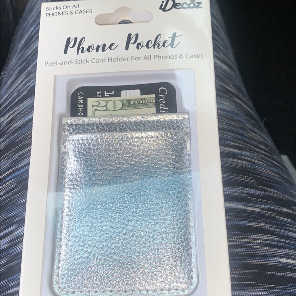 FREEEE!!!   IDecoz Silver metallic leather like  phone pocket